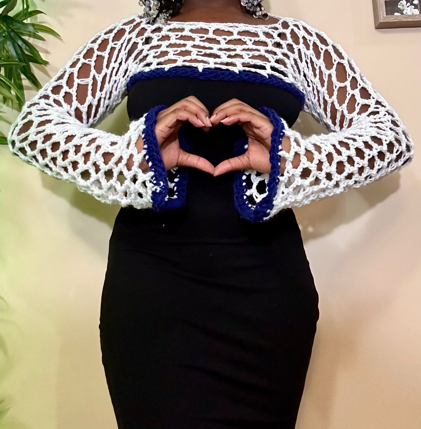 White Blue-Lined Bolero