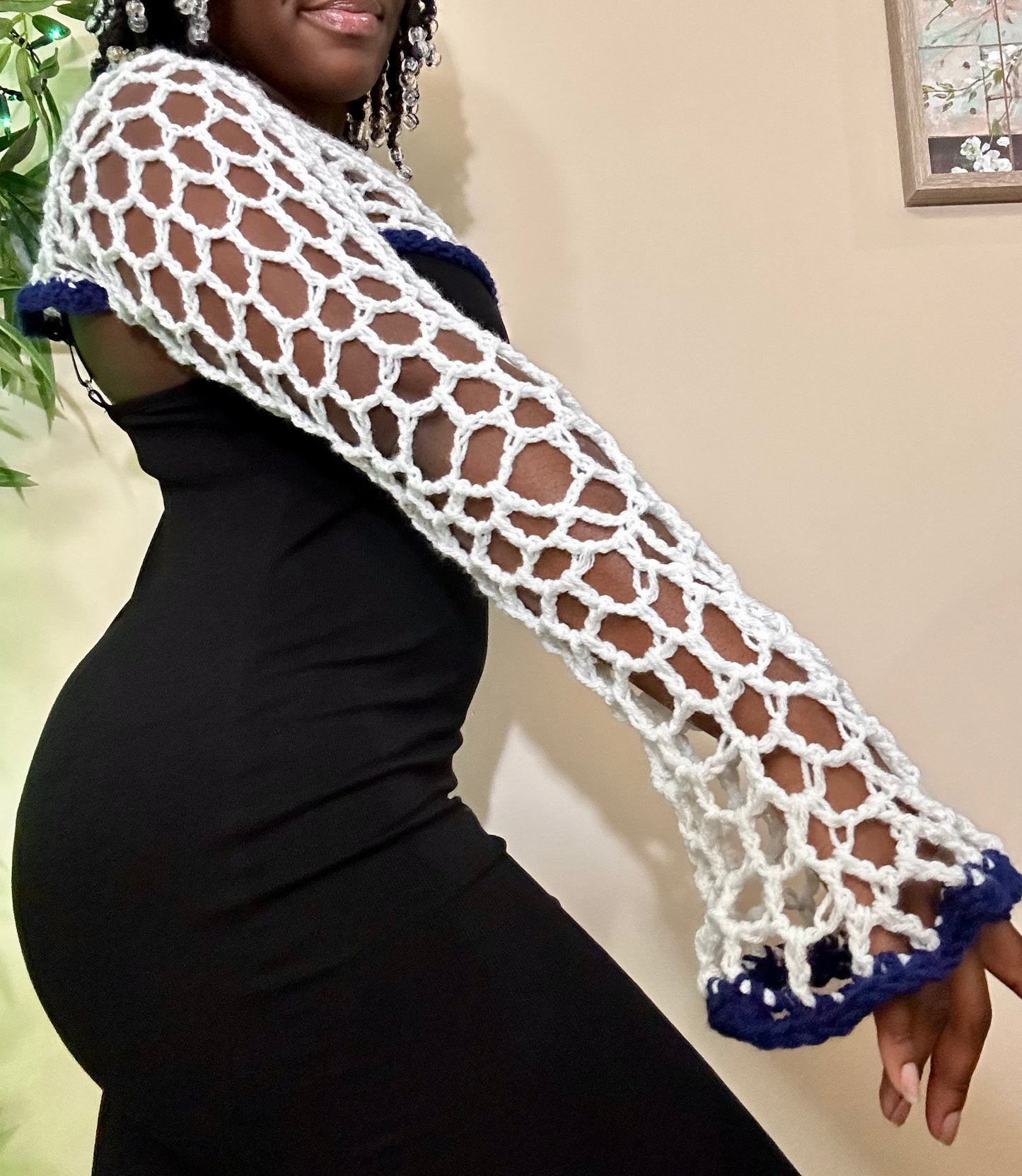White Blue-Lined Bolero